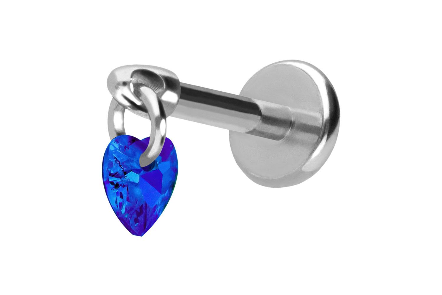 Titan Labret Piercing mit Push Fit KRISTALLHERZ